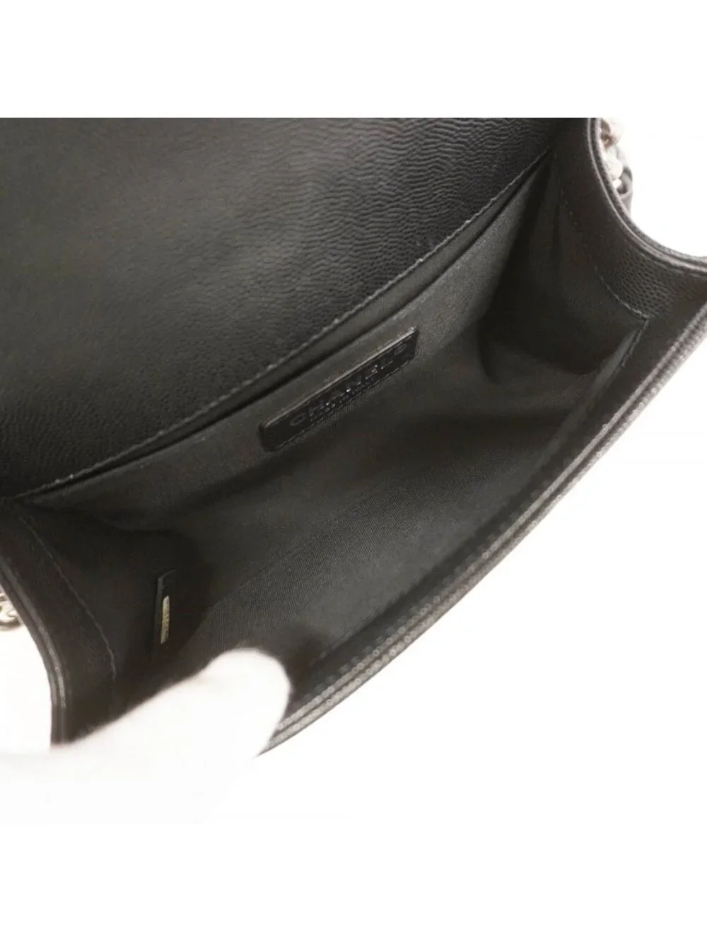 Chanel Shoulder Bag Boy Caviar Leather Black Silver